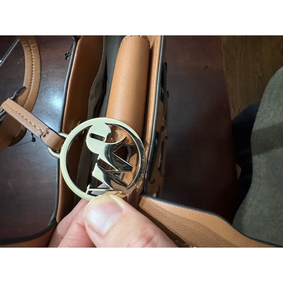 NWT Nine West Sutton Place Tote Bag Caramel Canvas Woven Cage WGN111623 - Picture 9 of 14